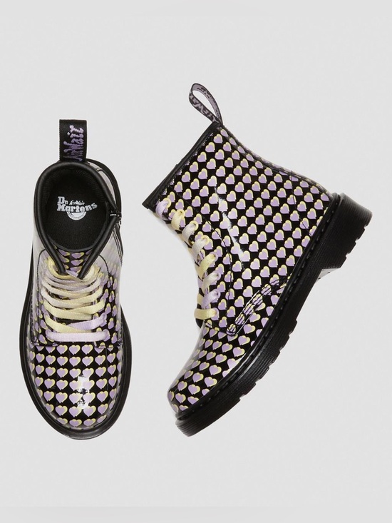 Dr. Martens Other - NWOT Dr Martens 1460 Heart Print Patent Boots Kids Black Size 1 Cute Trendy